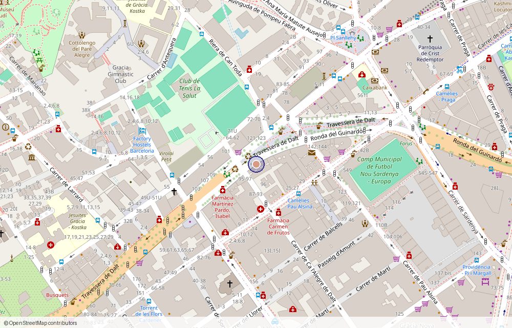 Mapa de situación de Psicoat en Travessera de Dalt 122, Barcelona